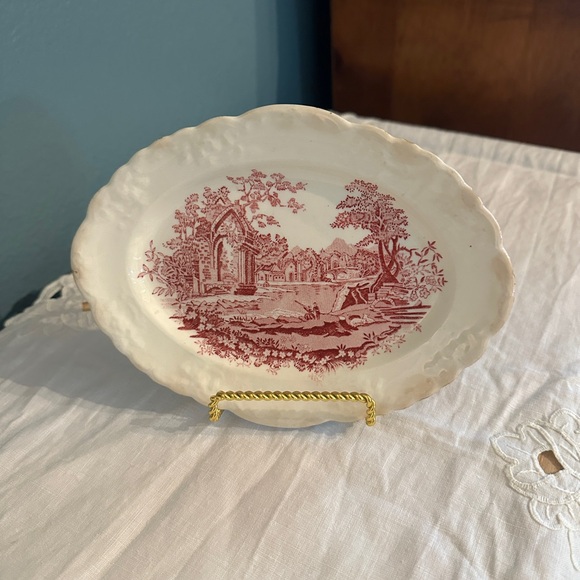 Taylor Smith and Taylor Other - Scenic Red and White Relish Tray